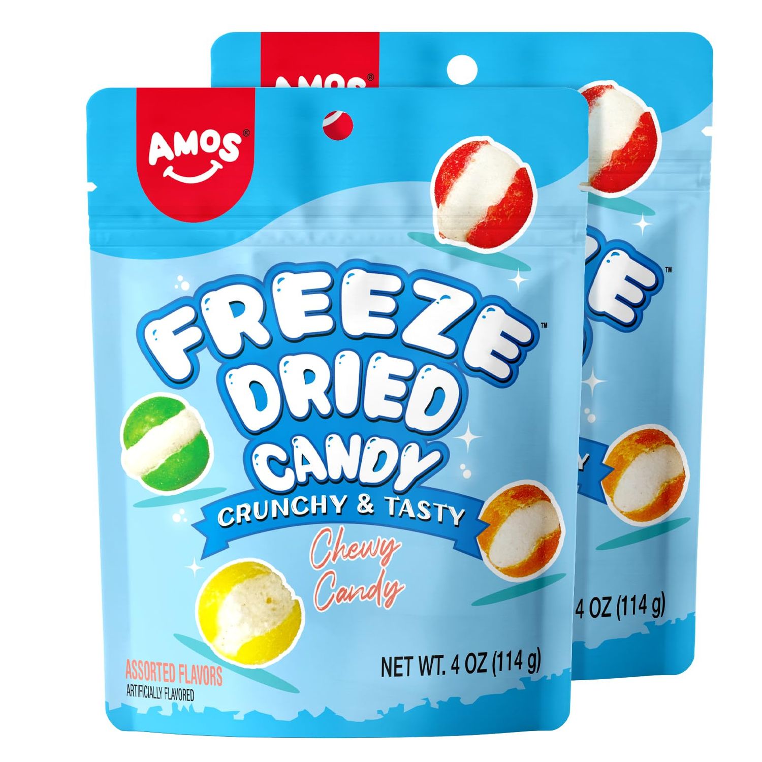 AMOS Freeze Dried Rain-bow candy, Premium Dry Freeze Crunchy Candy, Resealable 8oz Bag Sour Freeze Dried Rainbow Rain-bow candy