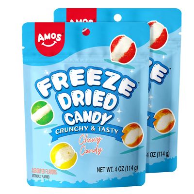 AMOS Freeze Dried Rain-bow candy, Premium Dry Freeze Crunchy Candy, Resealable 8oz Bag Sour Freeze Dried Rainbow Rain-bow candy