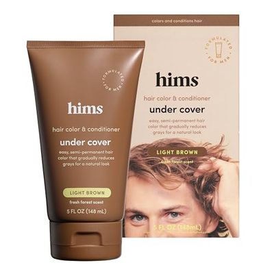 hims Under Cover Color Conditioner for Men, Light Brown - Hair Color Conditioner for Gray Hair Coverage - Semi Permanent, Moisturizes, Blends Grays - Fresh Forest Scent - 5 fl oz