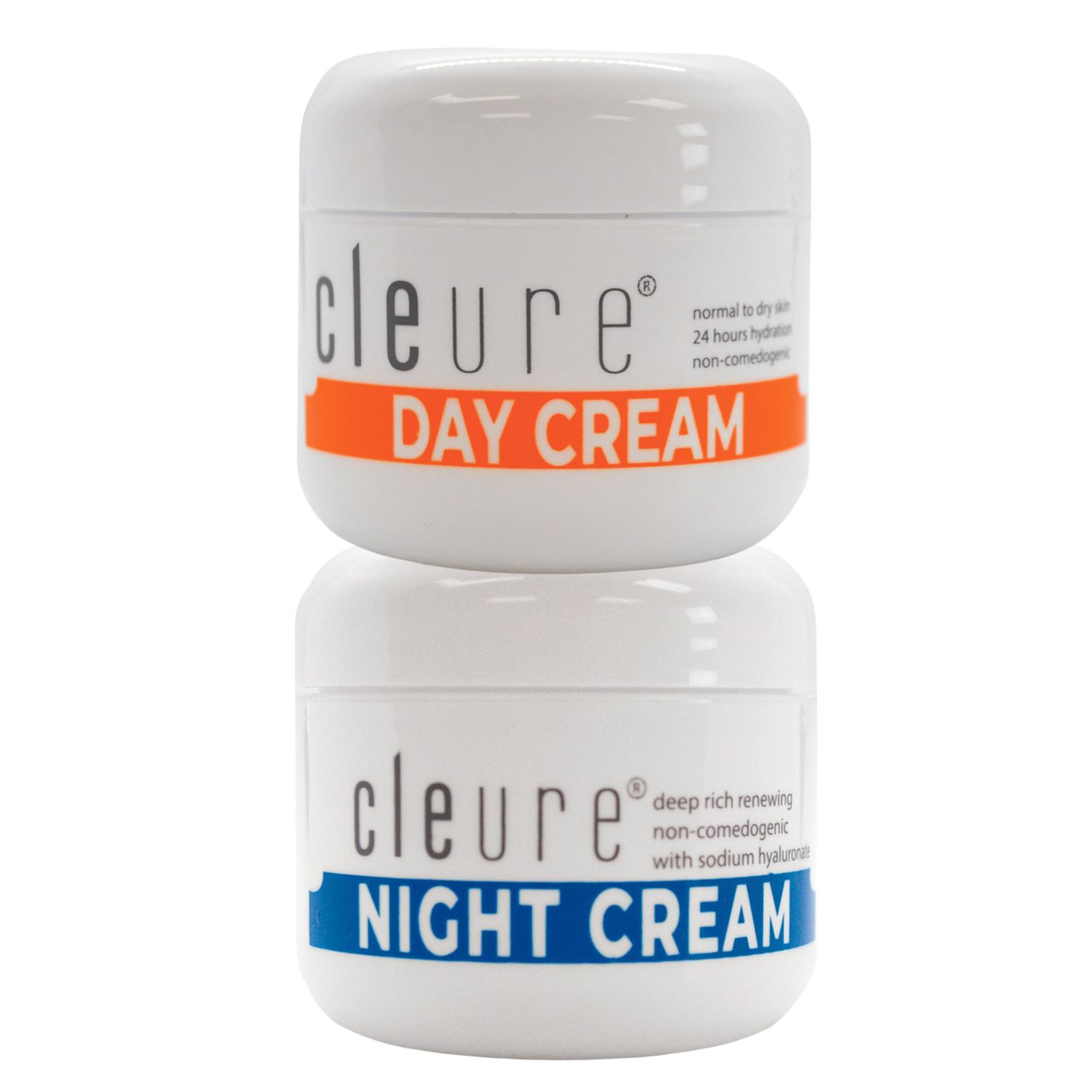 Cleure Hyaluronic Acid Shea Butter Anti-Aging Night CreamDay Cream Skincare Set for Sensitive Skin, Gluten, Salicylate, Paraben Fragrance Free