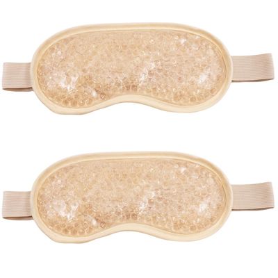 Gel Eye Mask, Cooling Eye Pads Reusable Small Ice Pack Under Eye Patches, Eye Hot Cold Treatment Pack for Redness, Pain Relief and Eye Relax (Champagne - 2count)