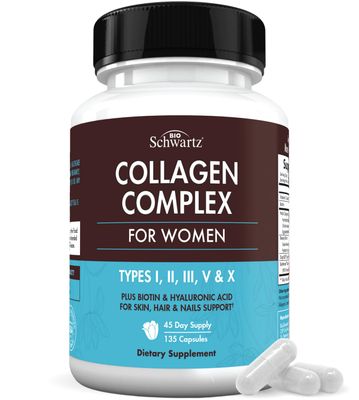 Hydrolyzed Collagen Peptide Capsules for Women - Multi Collagen Supplement Types I, II, III, V, X with Vitamin C, Biotin, Keratin - Skin, Hair Nails Support - 135 Capsules