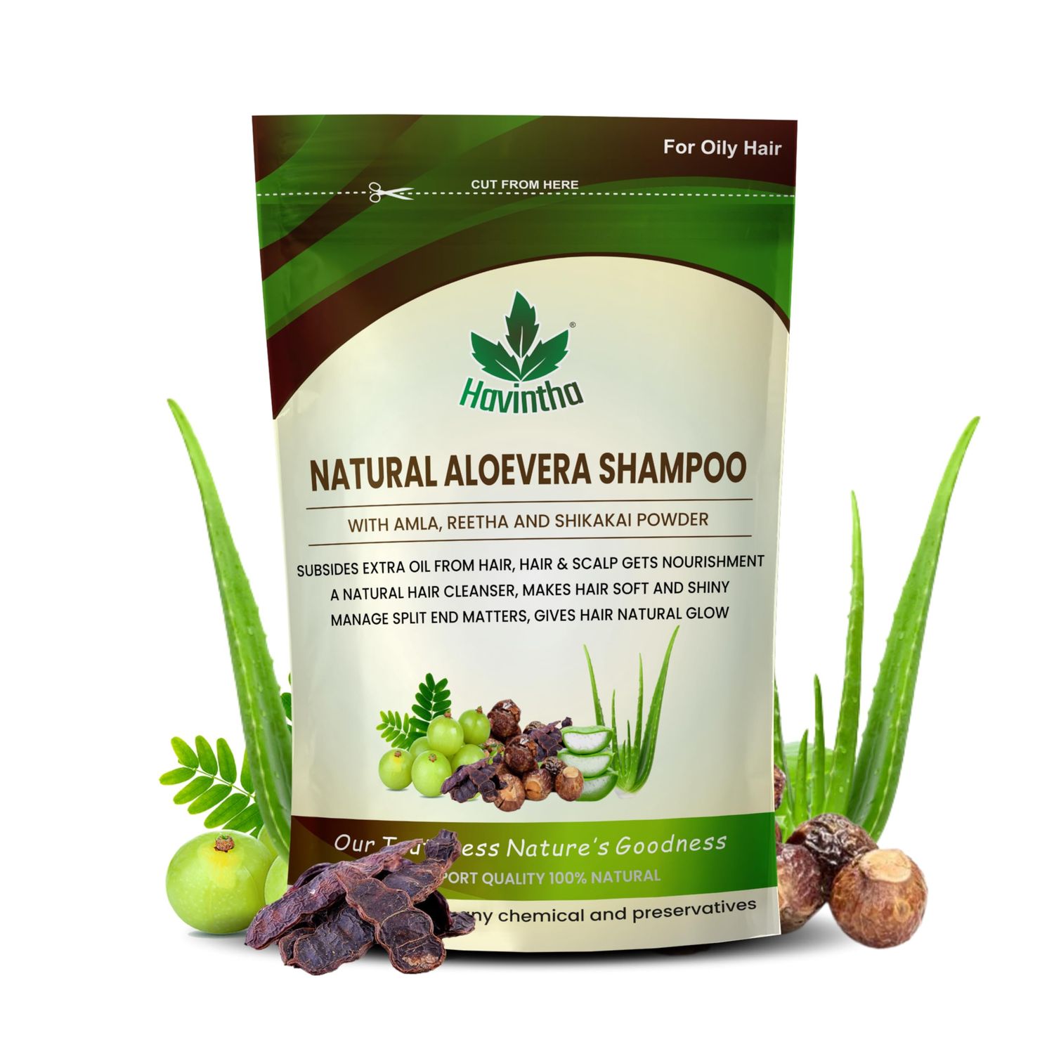 Havintha Natural Amla Reetha Shikakai And Aloevera Powder Shampoo For Oily Hair Organic Powder for Hair Growth