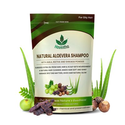 Havintha Natural Amla Reetha Shikakai And Aloevera Powder Shampoo For Oily Hair Organic Powder for Hair Growth