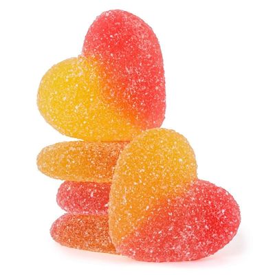 Bayside Candy Gummy Sour Peachy Hearts - Peach Flavored Hearts Gummi Candy - Valentine&#39;s Gummy Candy (1LB)