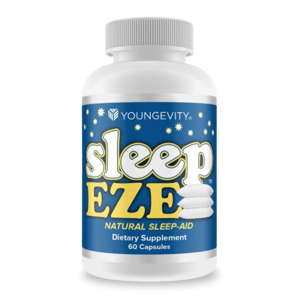 Youngevity Sleep Eze - Natural Sleep Support - Valerian Root, Passion Flower, 5-HTP, Melatonin - Non-Habit Forming - Sleeping Support Supplement - (60 Capsules)