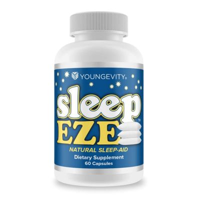 Youngevity Sleep Eze - Natural Sleep Support - Valerian Root, Passion Flower, 5-HTP, Melatonin - Non-Habit Forming - Sleeping Support Supplement - (60 Capsules)