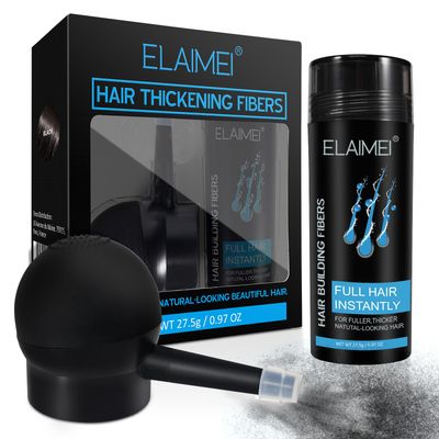 Hinourisha Hair Fibres Black, Professional Hair Fibres for Thinning Hair for Women Men,Hairline Spray Powder for Thin and Thinning Hair, Water Sweat Resistant, Root Touch Up Sets- Black