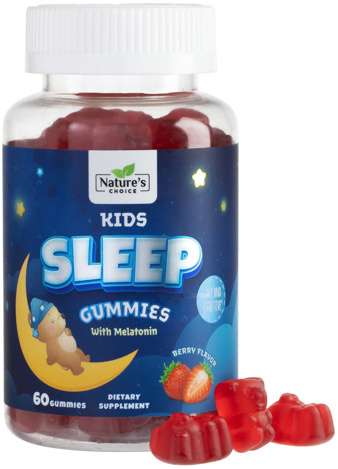 Kids Melatonin Gummy 1mg, Sleep Gummies for Children Ages 4 and Up, Non-Habit Forming Sleep Supplements, Chewable Supplement for Restful Sleep Support, Natural Berry-Flavored - 60 Gummies