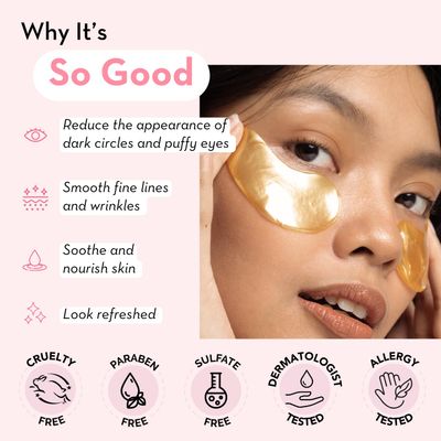 Elizabeth Mott 24K Gold Under Eye Patches - Dermatologist Allergy Tested - Collagen, Niacinamide Peptides for Puffy Eyes, Dark Circles Wrinkles - Hydrating, Brightening, Cruelty-Free