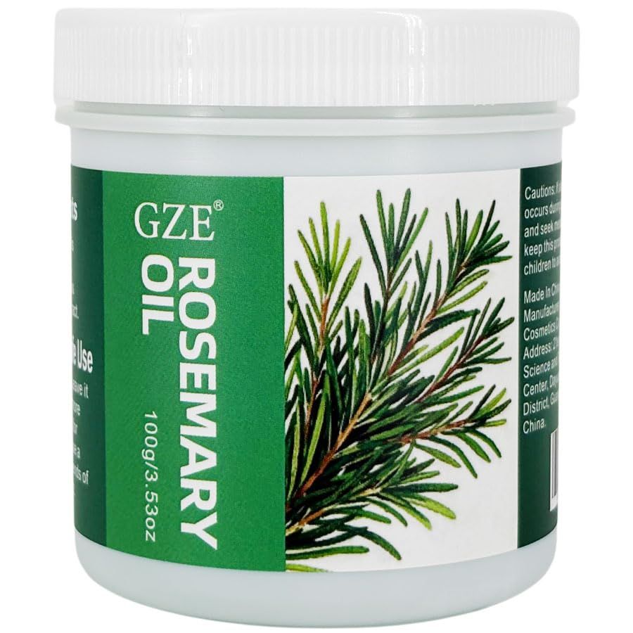 GZE Rosemary Oil for Hair Growth Scalp Health - 100 Pure Organic to Reduce Thinning Hair, Strengthen Follicles - Cold Pressed