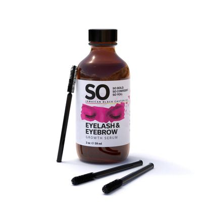 SO Jamaican Black Castor Oil Eyelash Eyebrow Growth Boost, WhitePink, 2 Fl Oz