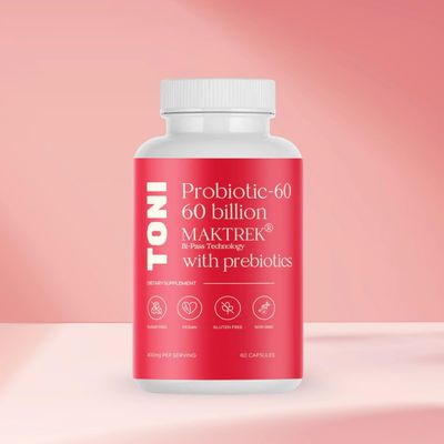 Toni Health Probiotic 60 Billion CFU - 10-Strain Formula for Digestive, Immune, Gut Vaginal Health - pH Balance, BV Yeast Support - 30 Vegan Capsules - High Strength