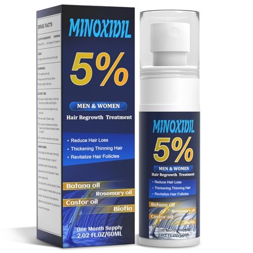 5 Minoxidil for Men and Women, Hair Growth Biotin Serum with Batana and Rosemary for Hair beard Regrowth Treatments, Extra Strength Hair Loss Solution to Regrow Thicker, 2.02FL OZ