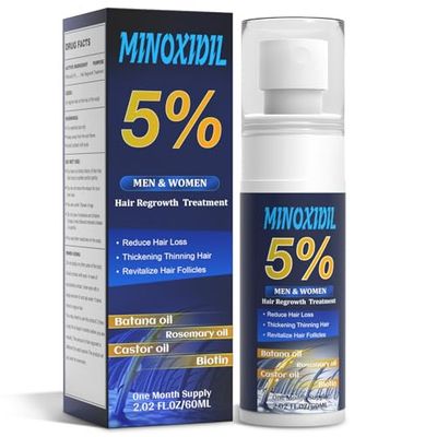 5 Minoxidil for Men and Women, Hair Growth Biotin Serum with Batana and Rosemary for Hair beard Regrowth Treatments, Extra Strength Hair Loss Solution to Regrow Thicker, 2.02FL OZ