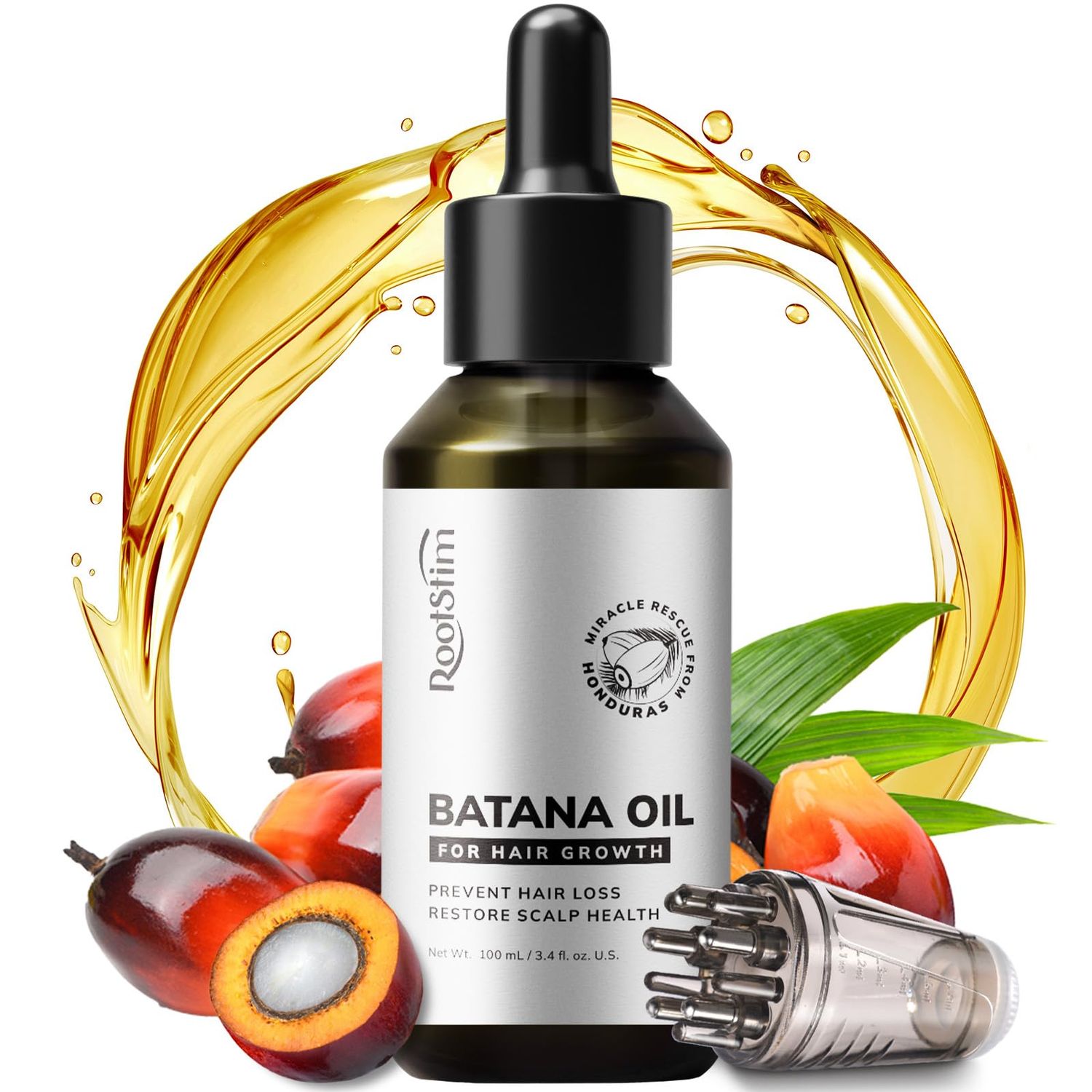 RootStim Raw Batana Oil for Hair Growth - 100 Pure Natural Hair Growth Oil - Sourced from Honduras by Dr. Sebi Batana Oil for Hair Growth and Thickness for Women and Men