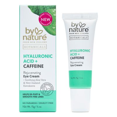 By Nature Botanicals Hyaluronic Acid Caffeine Under Eye Cream - Firming Refreshing Eye Cream for Dark Circles - Skincare from New Zealand - .5oz