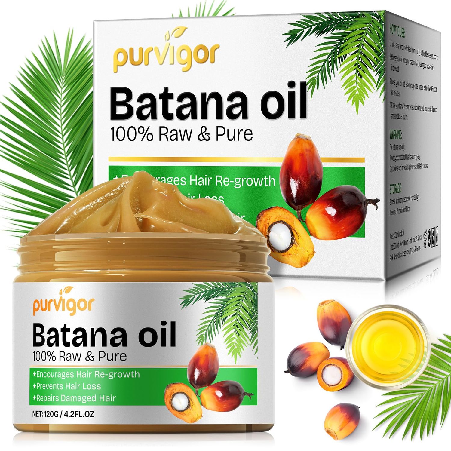 Raw Batana Oil for Hair Growth, 100 Natural, Pure, Unrefined Batana Oil, Stimulate Hair Growth, Prevent Hair Loss, Eliminates Split Ends, Dr. Sebi Organic Batana Oil (120g)