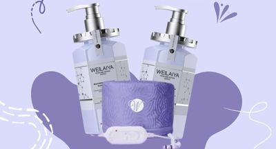 Generic 2X Weilaiya Perfume Repair Series Multi Effect Repair High Gloss Hair Mask 450mL each FREE Electric Heating Steaming Hair Mask Cap, White