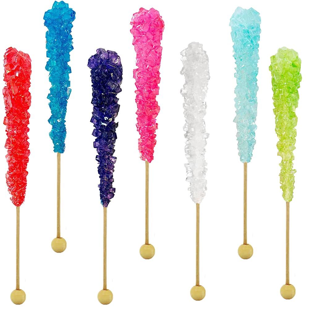 Fruidles Rock Candy Lollipops Pops Suckers, Variety Color Assortment, Individually Wrapped, 6.5&quot; (12-Pack)