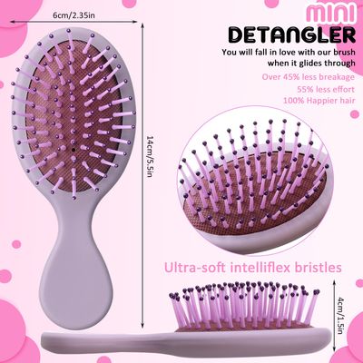 Sawysine 14 Pack Mini Wet Hair Brush Bulk for Women Girls Travel Detangling Small Brush Set Pocket Soft Bristles Wet Dry Comb Gifts for Most Hair Type Multicolor Pack for Kids Toddler 14 Colors