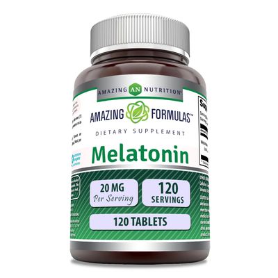 Amazing Formulas Melatonin Supplement 20 Mg Per Serving 120 Tablets Non-GMO Gluten-Free Made in USA