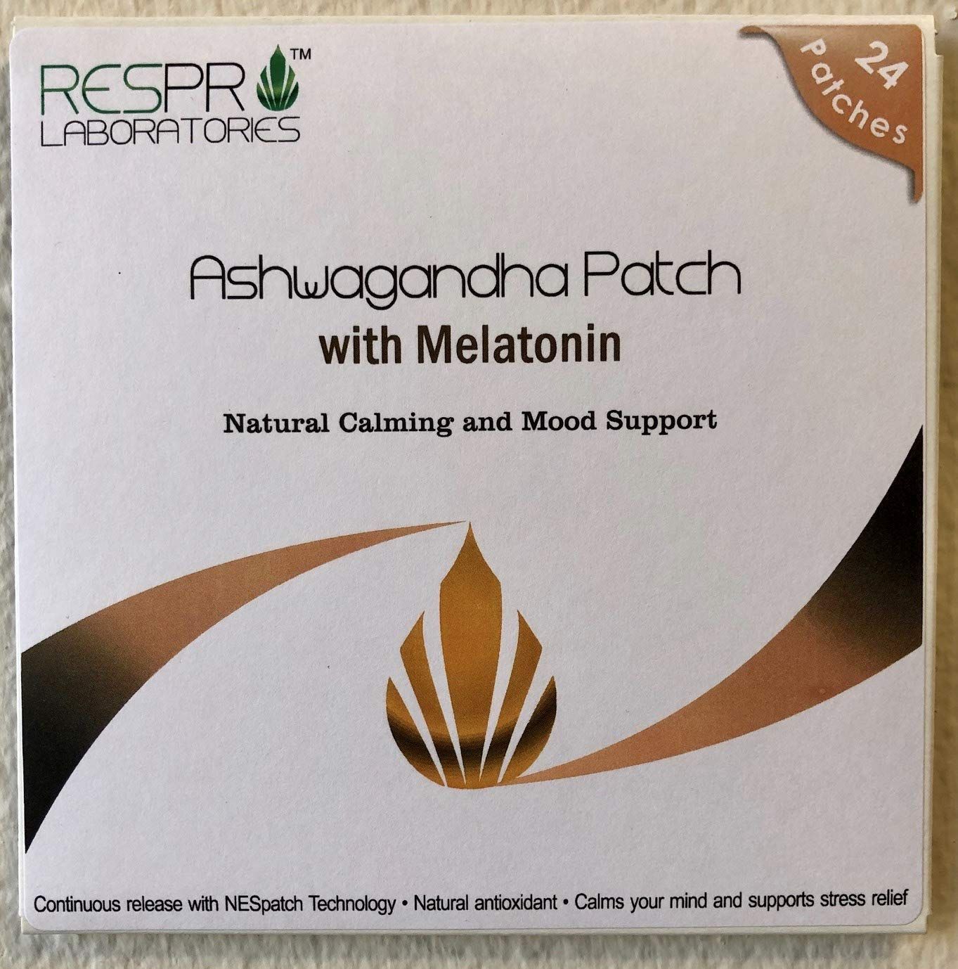 Respro Labs Natural Ashwagandha Patch with Melatonin - Continuous Release - 24 Patches