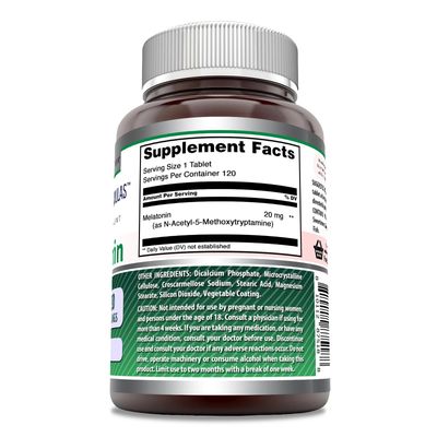 Amazing Formulas Melatonin Supplement 20 Mg Per Serving 120 Tablets Non-GMO Gluten-Free Made in USA