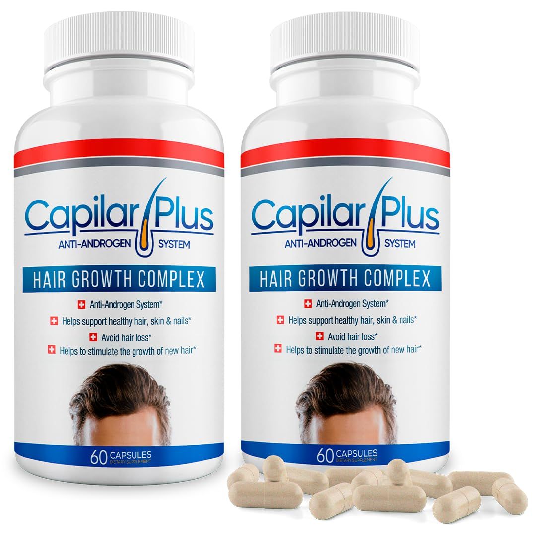 CalviStop Capilar Plus with Anti-Androgen System Hair Growth Supplement Hair Loss Treatment Healthy Skin, Hair Nails - Count 60 (2)