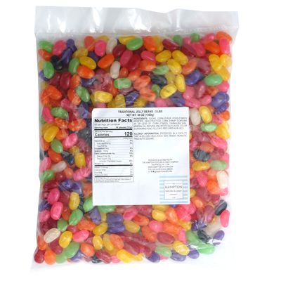 Traditional Jelly Beans Assorted Flavors, 3 Pound Bulk Bag, Assorted Fruit Flavors, The Hampton Popcorn Candy Company
