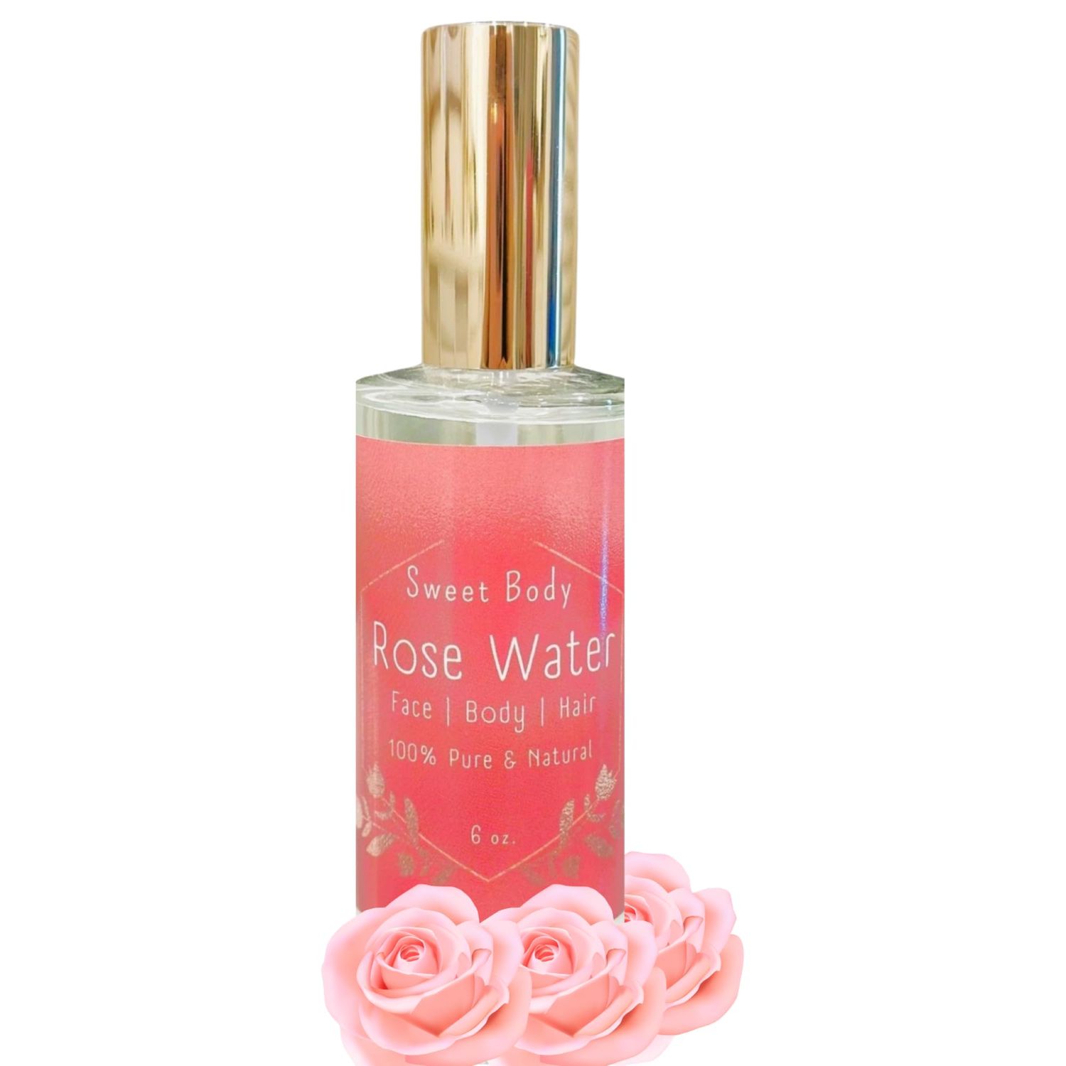 Sweet Body Pure Organic Rose Water Refreshing Spray Toner Face, Body, Hair Aromatherapy 6oz