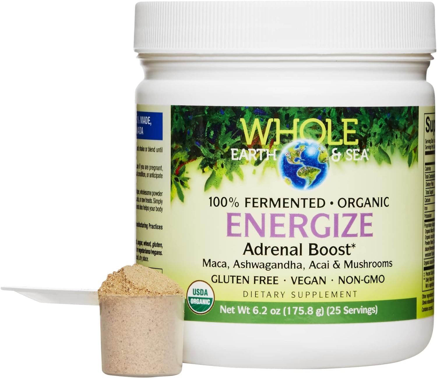 Whole Earth Sea from Natural Factors, Energize Adrenal Boost with Maca Root, Ashwagandha More 6.2 oz Powder