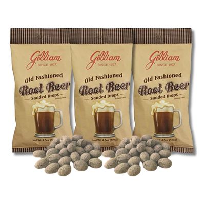 Gilliam Old Fashioned Sanded Drops - Gift Pack of 3, 4.5 oz. Bags By Lyza&#39;s Sweets Treats (Root Beer)