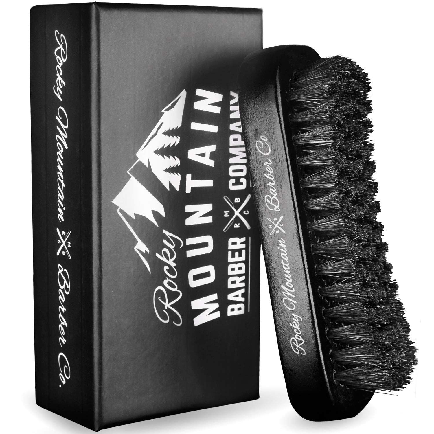 Men&#39;s Hair Brush- 100 Pure Black Boar Hair Natural Bristle for Beard, Moustache - Firm Military Style with Handmade Wood Handle - No Snags, No Scratch, Gentle Bristle - Use with Beard Oil
