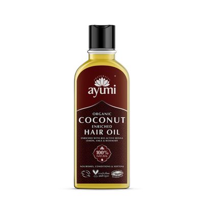 Ayumi Organic Coconut Enriched Hair Oil Rosemary, Amla Lemon Enhanced With Nourishing Strenghtening Extracts Rich in Omega 6 For Circulation Hair Growth 5.1 Fl Oz