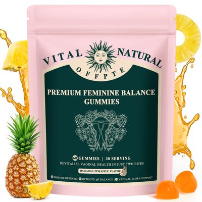 Premium Feminine Balance Gummies, Vaginal Probiotics for Women, Sugar Free PH Balance Gummies with Bacillus Coagulans, Subtilis,Vitamine C for Women&#39;s Health Immune Support,Pineapple Flavor,60 Count