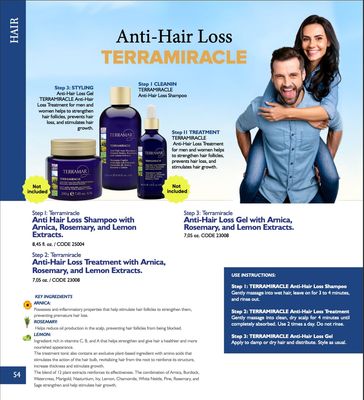 Terramar TERRAMIRACLE Anti Hair Loss Shampoo - with Arnica, Rosemary Lemon Extracts - Strengthens Hair, Reduces Fall, Promotes Scalp Health