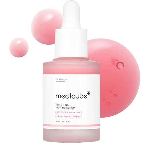 medicube PDRN Pink Peptide Serum, Pink glow serum, Peptide, Niacinamide, Hydrating Moisturizing Firming, Uneven Skin Tone, Korean Skincare 1.01 fl.oz. (1.01 fl.oz., Rose PDRN (Vegan))