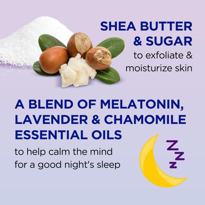 Dr Teal's Shea Sugar Sleep Scrub, with Melatonin, Lavender, Essential Oils, 19oz (Pack of 3)