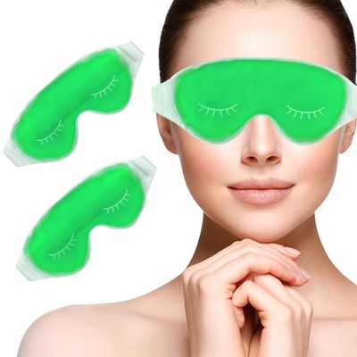 Cooling Eye Mask, Reusable Cold Eye Mask for Hot Cold Treatment for Eye Strain, Eye Swelling, Eye Redness, Puffy Eyes, Dark Circles, Smooth Fine Lines and Eye Recover Surgery. 2 Packs (Green)
