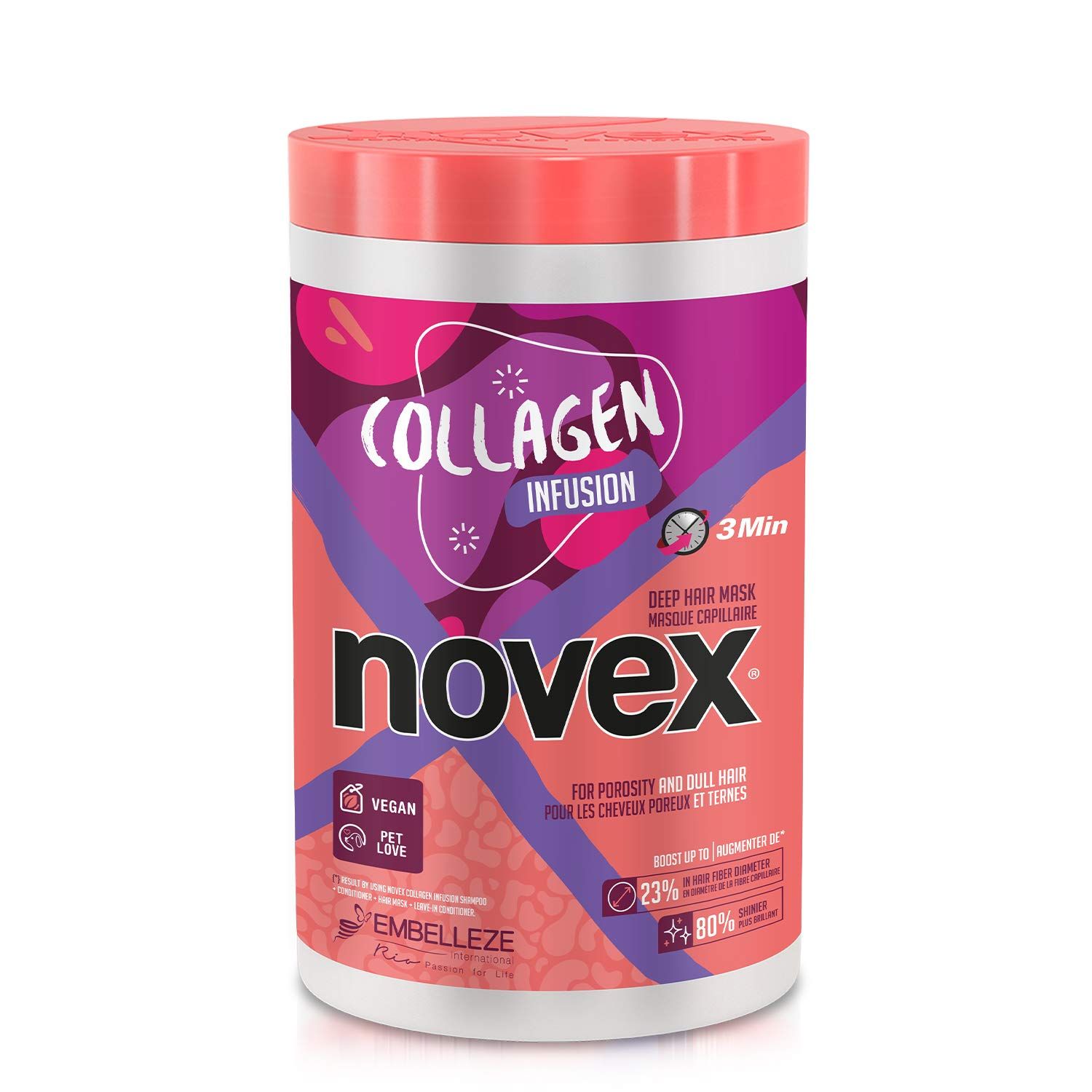NOVEX Value Size Deep Conditioning Hair Masks infused with Natural Ingredients Collagen Infusion Hair Mask for Stronger Thicker and Shinier Hair (1kg35oz)