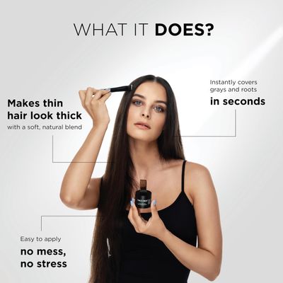 THICK FIBER Root Touch Up Powder - Water Sweat Resistant Hair Loss Concealer Set for Thinning Hair Women, Includes Brush (Black)