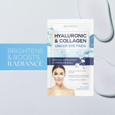 Skin 2.0 Hyaluronic Acid and Collagen Under Eye Patches - Anti-aging, Reduces Eye Bags Wrinkles, Firming Hydrating Eye Pads - Cruelty Free Korean Skin Care - All Skin Types - 5 Pairs