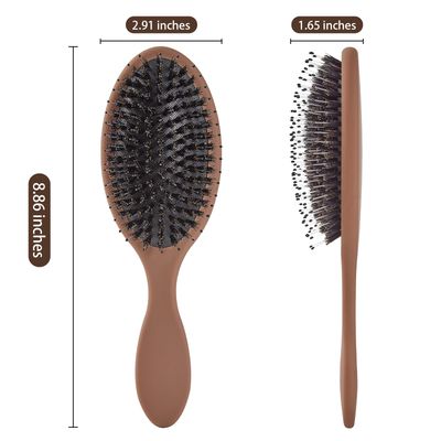 Jurrissa Boar Bristles Hair Brush for Women and Men, Detangling Hair Brush for Smoothing Massage Add Shine, NylonBoar Bristles Detangler brush for Hair Healthy (1 Pack-Mocha)