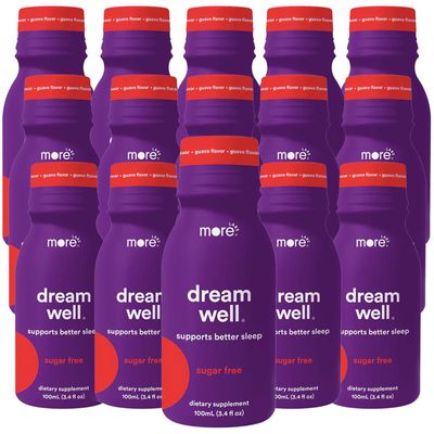More Labs Dream Well Holistic Sleep Shot Drink 15 Pack Non-Habit Forming Lemon Balm, Melatonin and Glycine Sleep Support Solution
