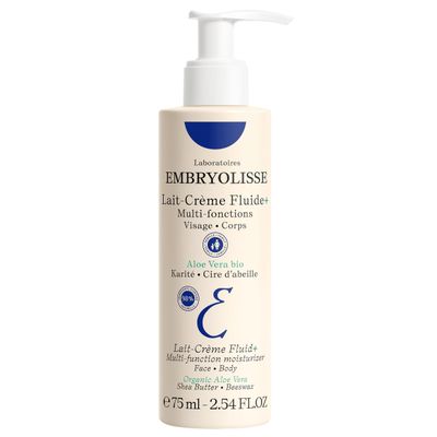Embryolisse Lait Creme Fluid Face Body Cream. Natural Lightweight Moisturizer for All Skin Types. Hydrating Lotion with Shea Butter Aloe Vera, 2.54 Fl Oz