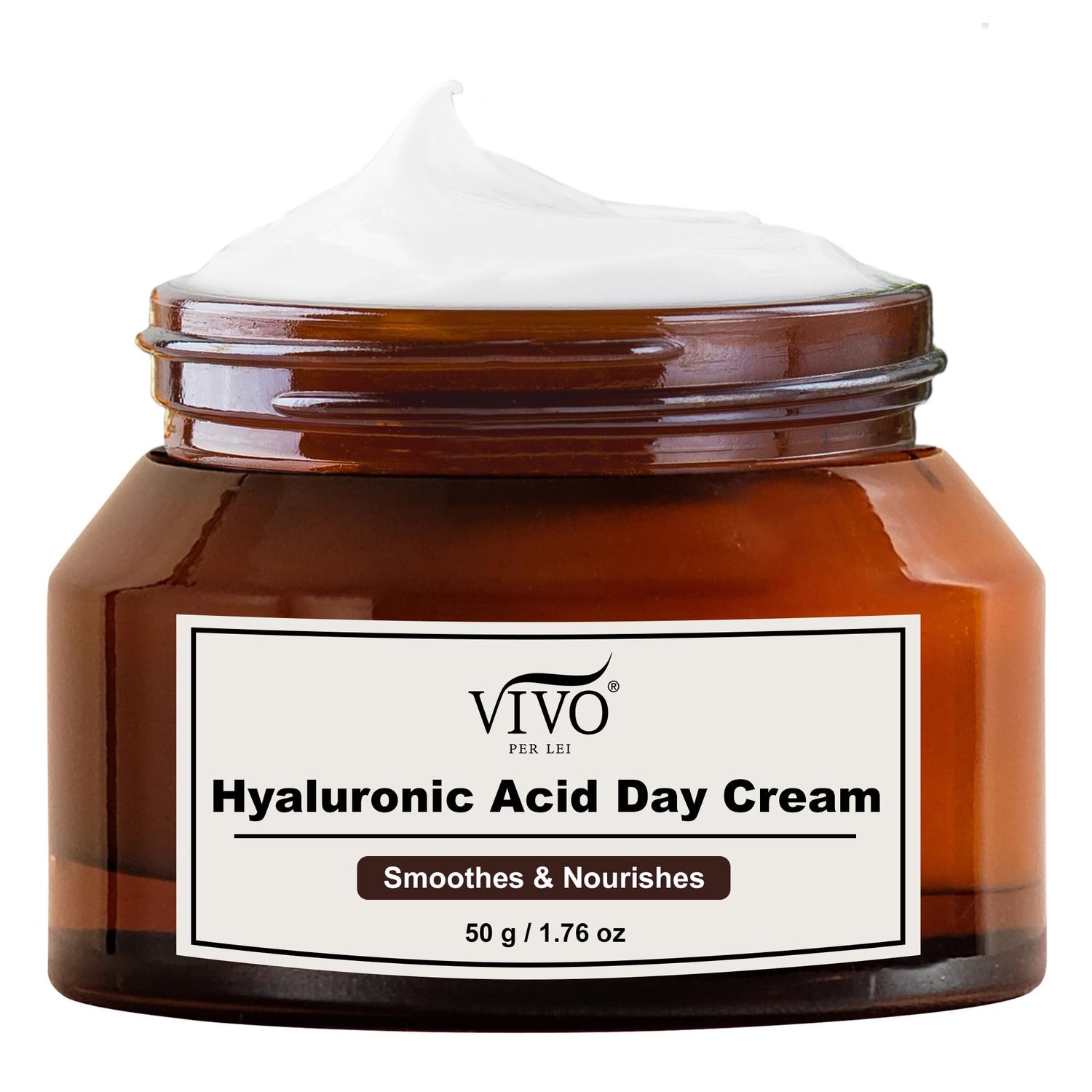 Vivo Per Lei Hyaluronic Acid Cream - Moisturizing Face Cream For Women - Coconut Oil Face Moisturizer For Dry Skin - Anti Wrinkle Face Cream With Vitamin E - 1.76 Oz 50 G