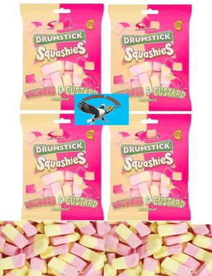 Swizzels Squashies Drumstick Rhubarb Custard Flavor Gummy Candy 17oz Total - Includes PITCHING PIGEON Brand Magnet