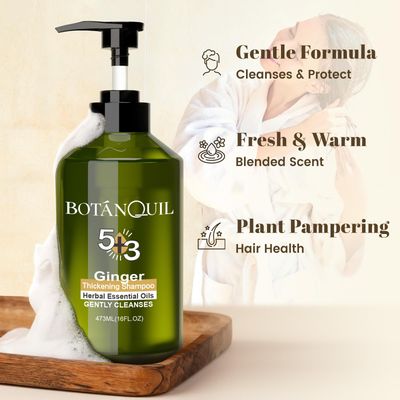BOTANQUIL Ginger Hair Growth Shampoo, Thickening Shampoo 473 ml(16 fl.oz), For All Hair Types, with Herbal Essential Oils and Plant Extracts for Thinning Hair for Women and Men