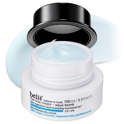 belif Aqua Bomb - Daily Niacinamide Hydrating Moisturizer, Lightweight Plumping Facial Cream with Hyaluronic Acid Squalane, Cooling Effect, Anti-Aging, Korean Skincare, 3.3 fl oz (100ml)